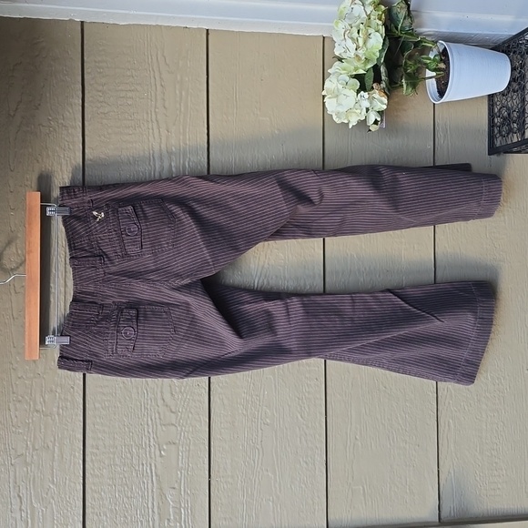 American Eagle VTG y2k 2000s brown pinstripe wide leg pants 8 - Picture 11 of 14